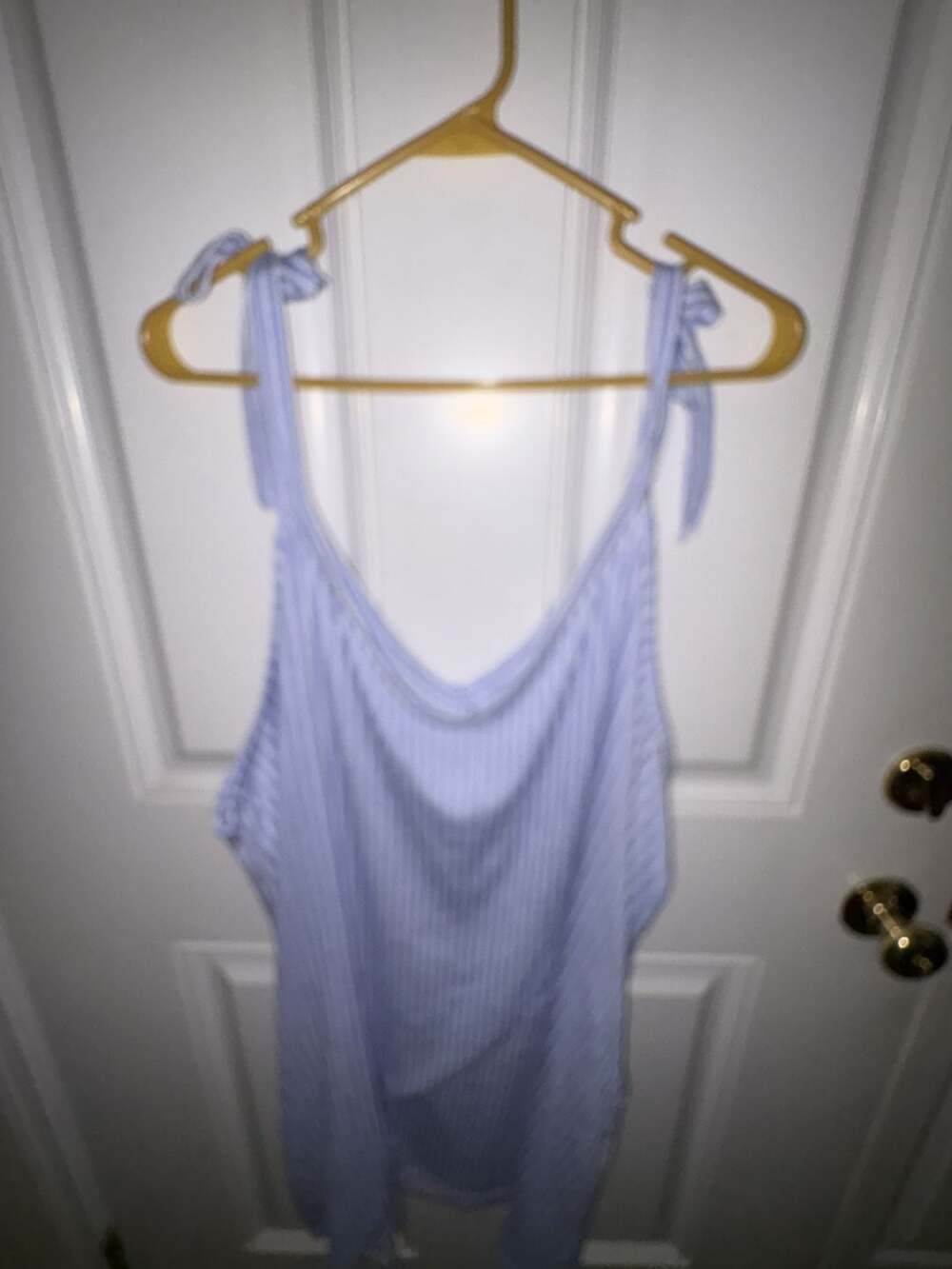 Laura Ashley Blue and White Striped Tie-Strap Sleeveless Top